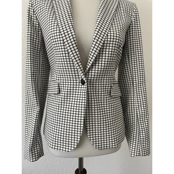 Rachel Zoe Blazer Jacket Single Breast Plaid Stretch Lined Office Professional - Picture 3 of 12